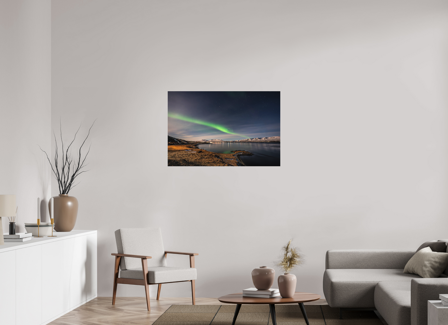 105 x 70 cm, Hahnemühle Photo Rag Bright White Aurora über dem Eyjafjörður