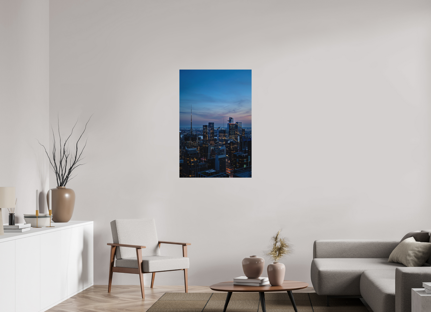 70 x 105 cm, Hahnemühle Photo Rag Bright White New York Skyline bei Dämmerung