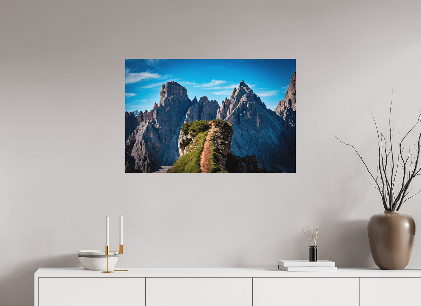 90 x 60 cm, Hahnemühle Photo Rag Bright White Pfad in den Dolomiten
