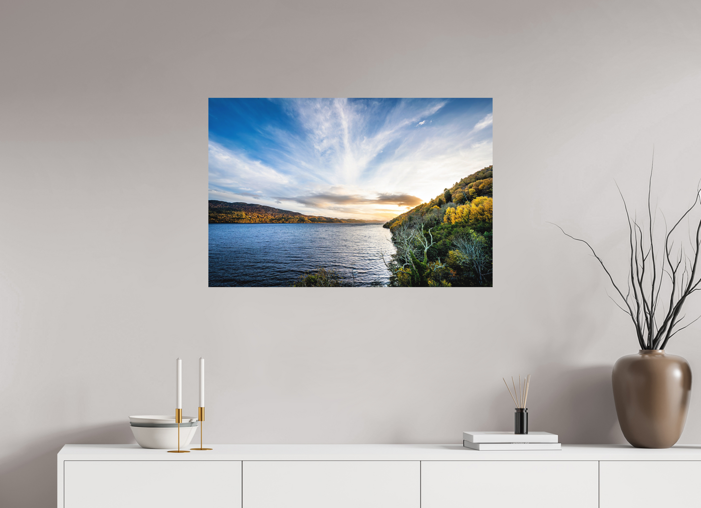 90 x 60 cm, Hahnemühle Photo Rag Bright White Loch Ness – Golden Light
