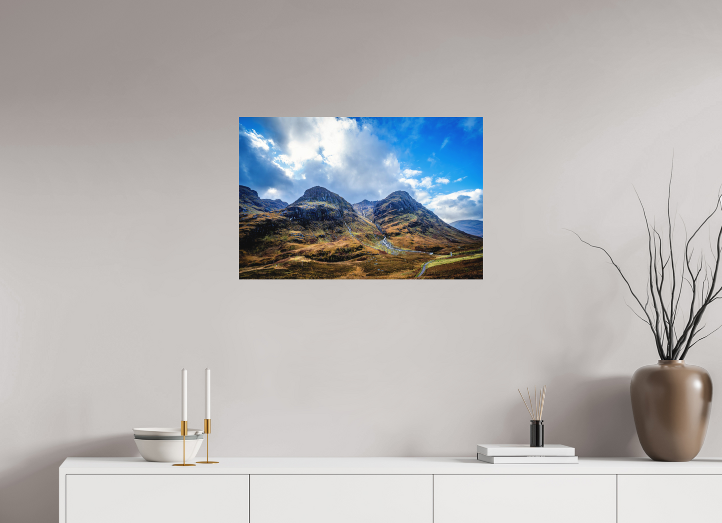 75 x 50 cm, Hahnemühle Photo Rag Bright White The Three Sisters of Glencoe – Weite & Stille