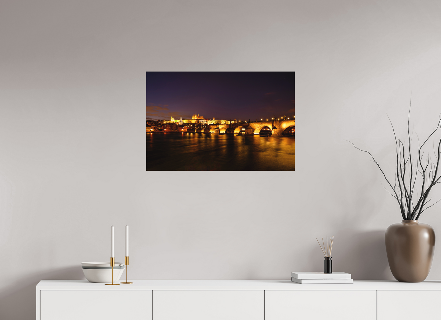 75 x 50 cm, Hahnemühle Photo Rag Bright White Karlsbrücke bei Nacht