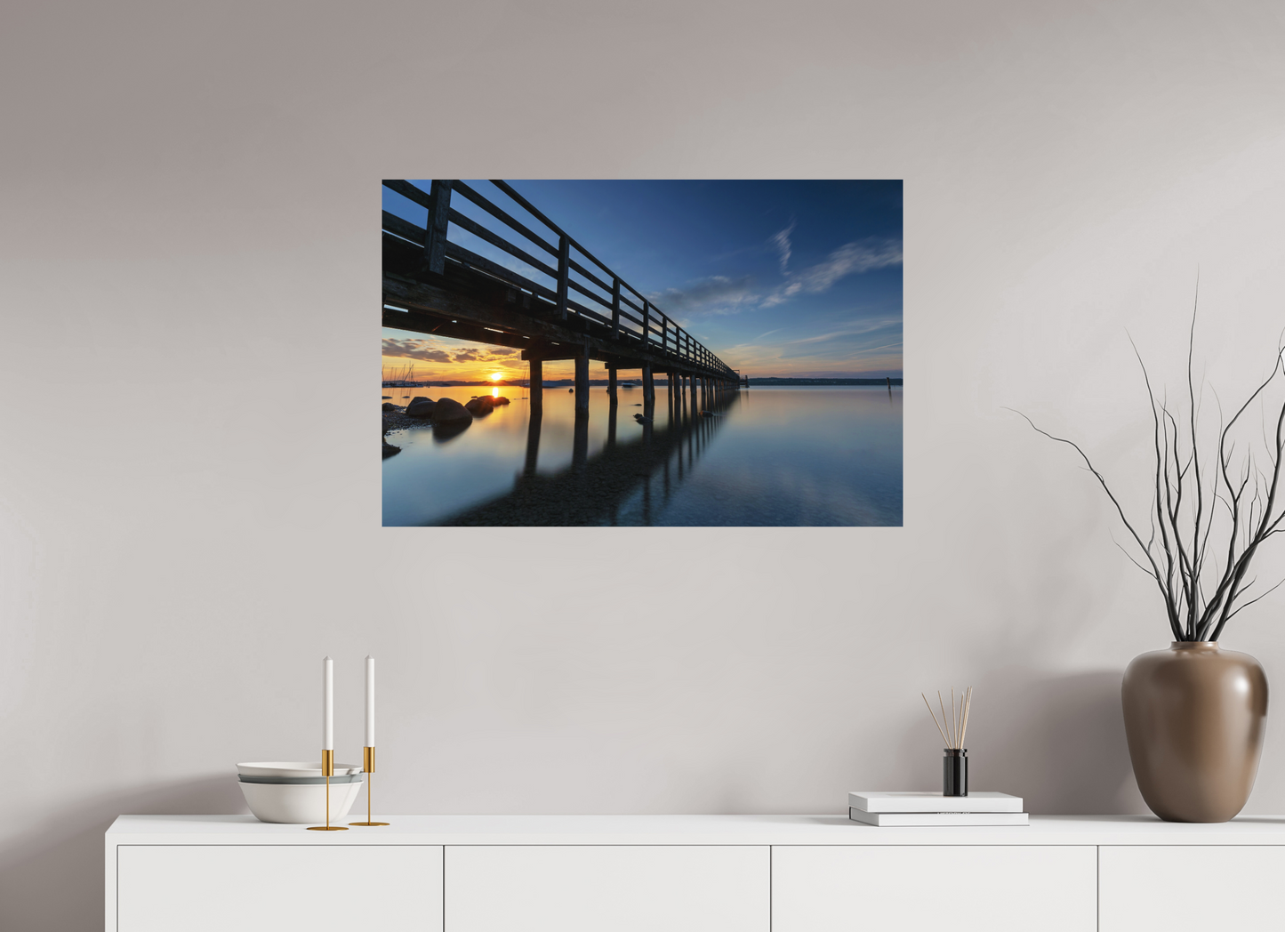 90 x 60 cm, Hahnemühle Photo Rag Bright White Sonnenaufgang am Ammersee