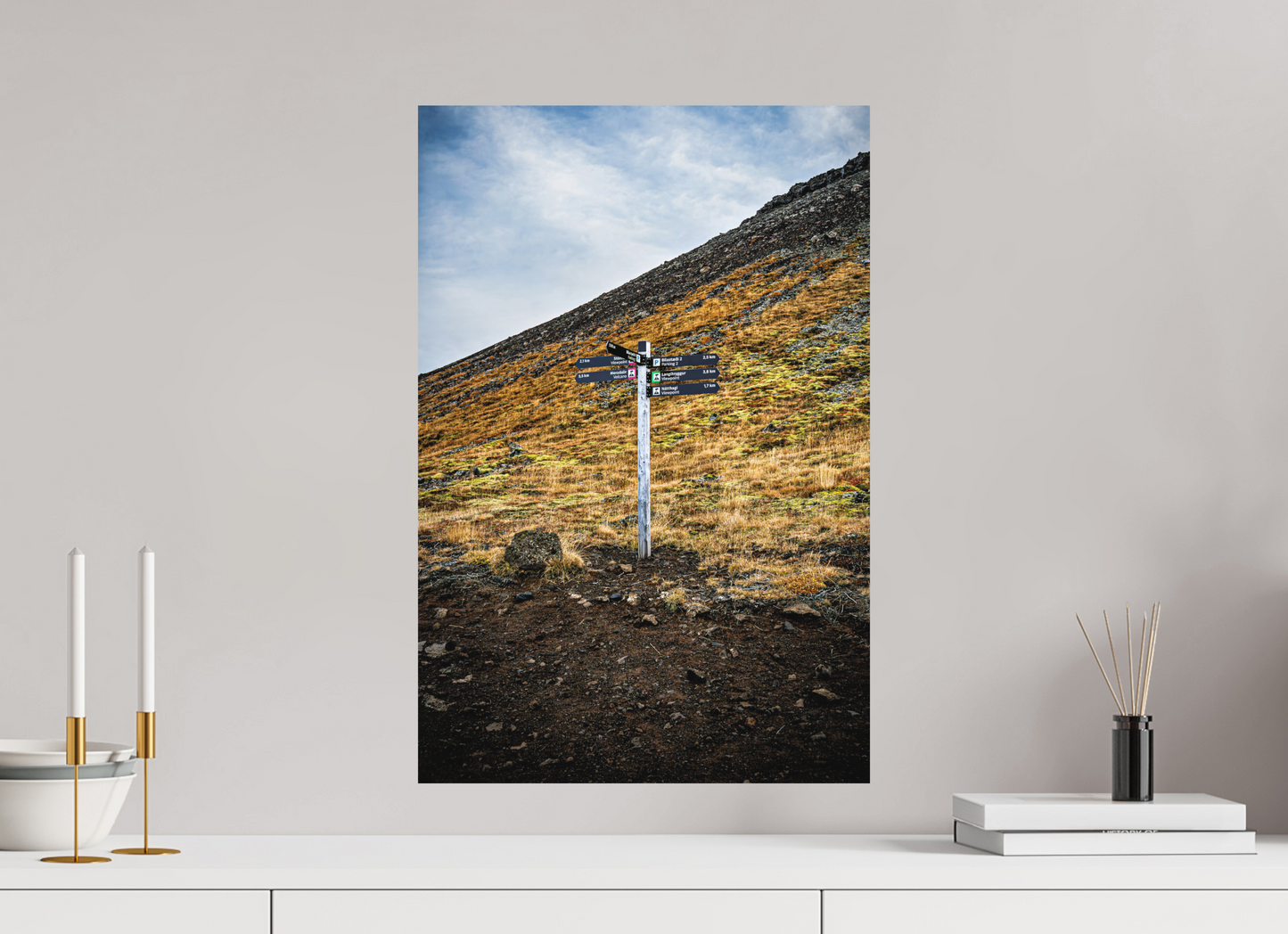 40 x 60 cm, Hahnemühle Photo Rag Bright White Wegweiser ins isländische Hochland