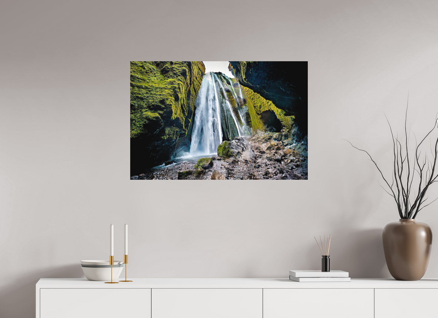 90 x 60 cm, Hahnemühle Photo Rag Bright White Gljúfrabúi – Versteckter Wasserfall