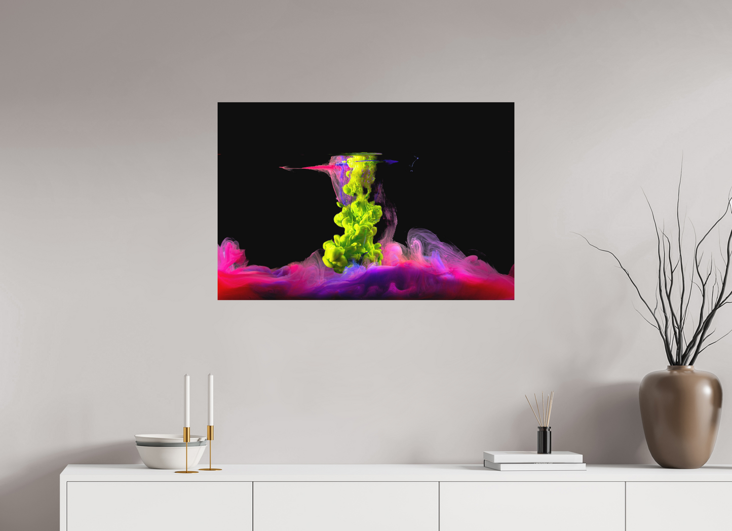 90 x 60 cm, Hahnemühle Photo Rag Bright White Acrylfarben Explosion