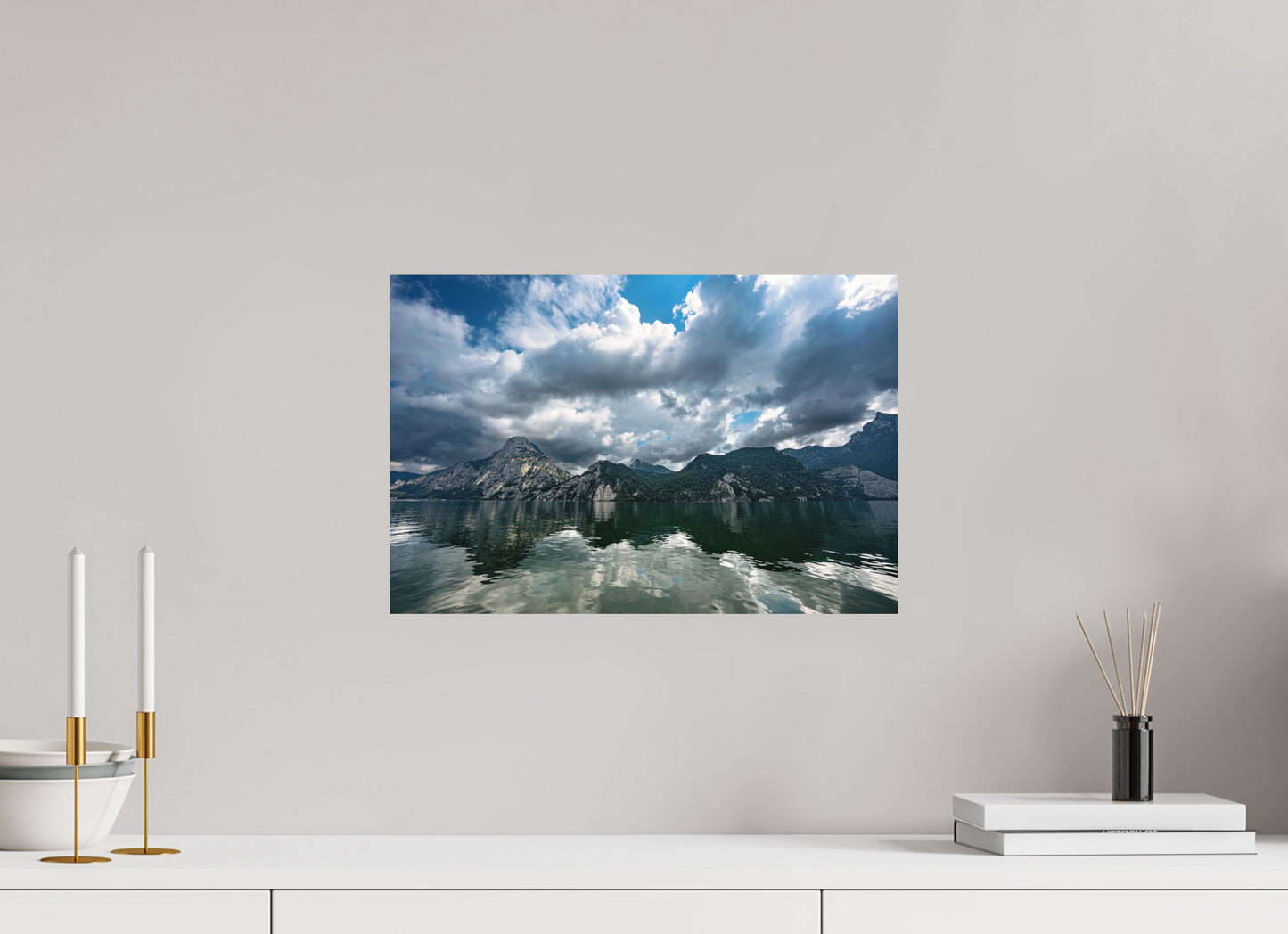 45 x 30 cm, Hahnemühle Photo Rag Bright White Traunsee Bergblick