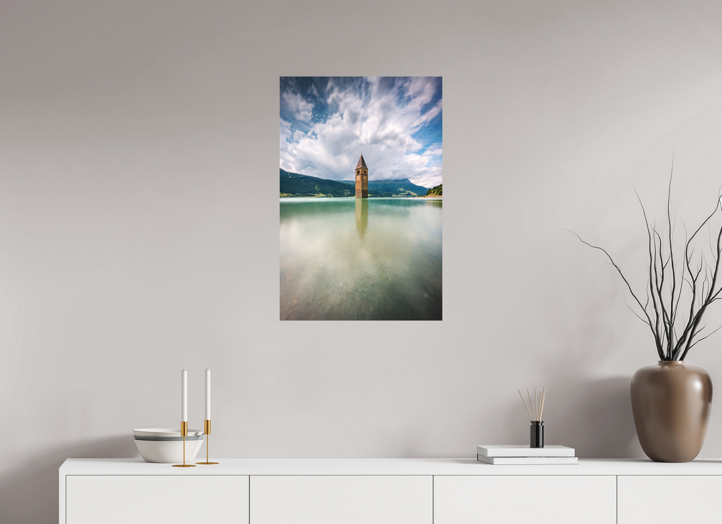 50 x 75 cm, Hahnemühle Photo Rag Bright White Der versunkene Turm von Graun