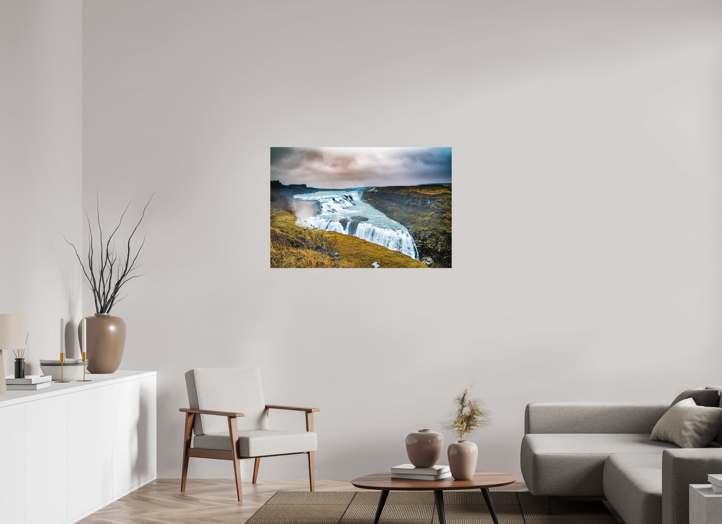 105 x 70 cm, Hahnemühle Photo Rag Bright White Gullfoss – Kraft der zwei Stufen