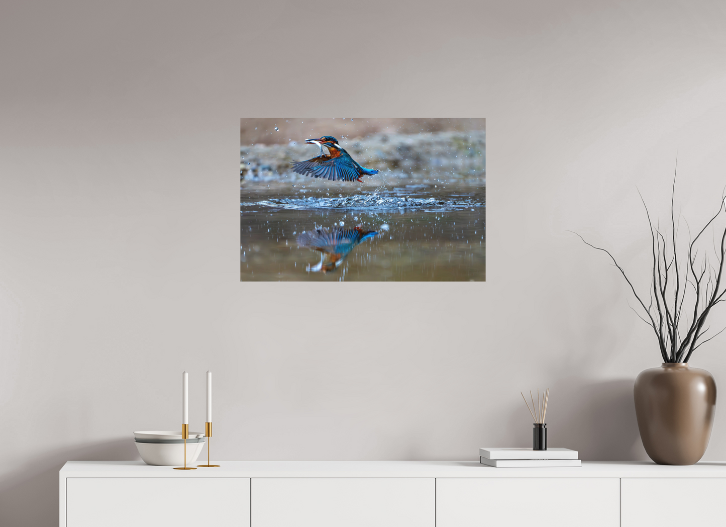 75 x 50 cm, Hahnemühle Photo Rag Bright White Jagdspiegelung des Eisvogels