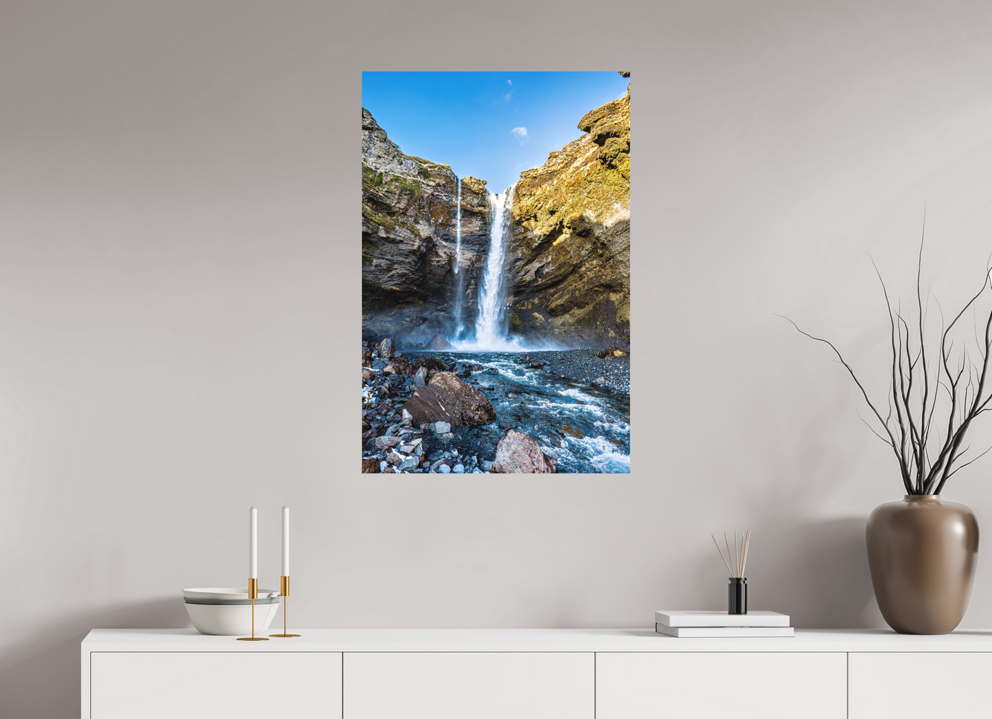 60 x 90 cm, Hahnemühle Photo Rag Bright White Wasserfall in Island