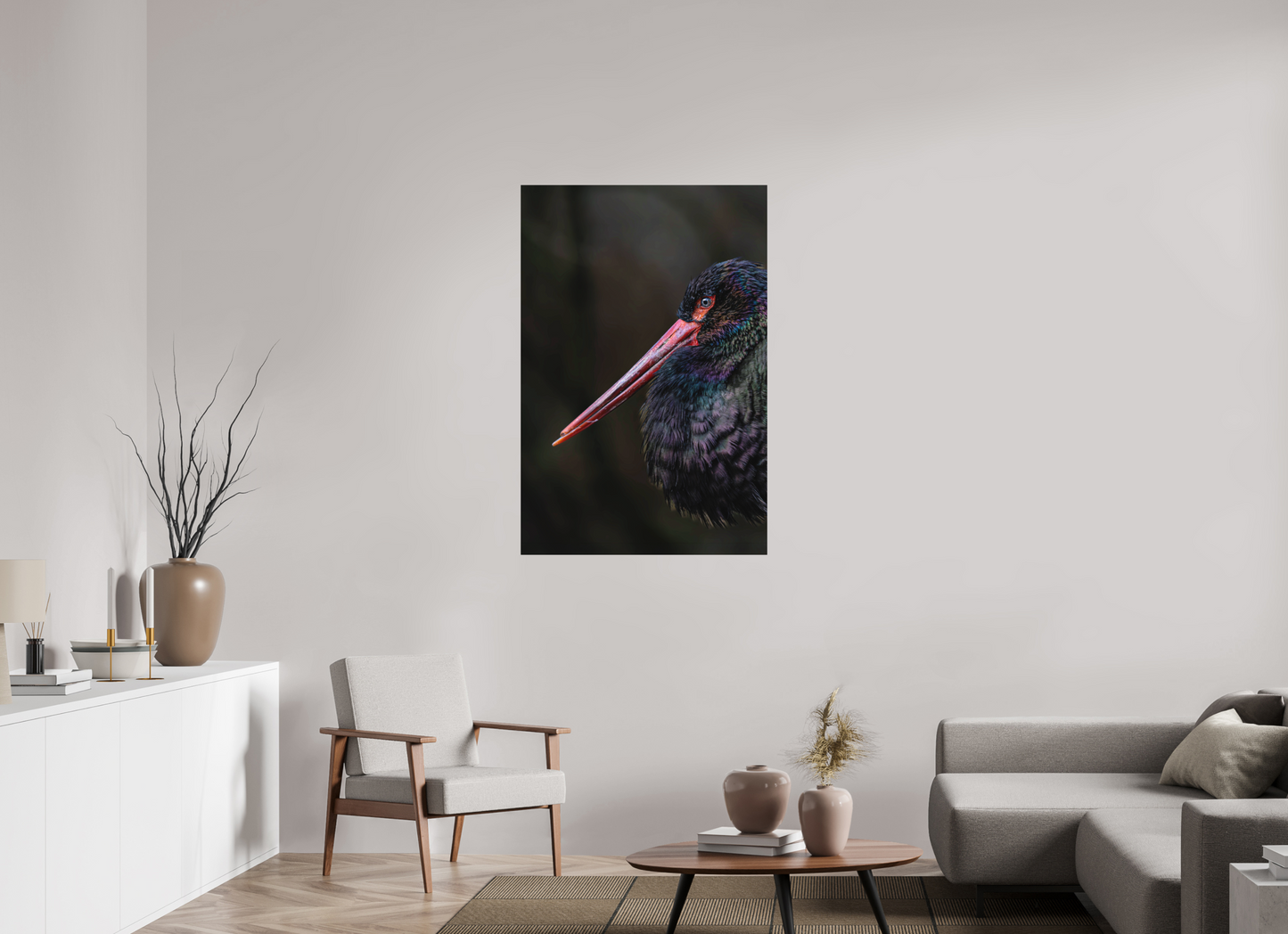 80 x 120 cm, Hahnemühle Photo Rag Bright White Stille Eleganz des Schwarzstorches
