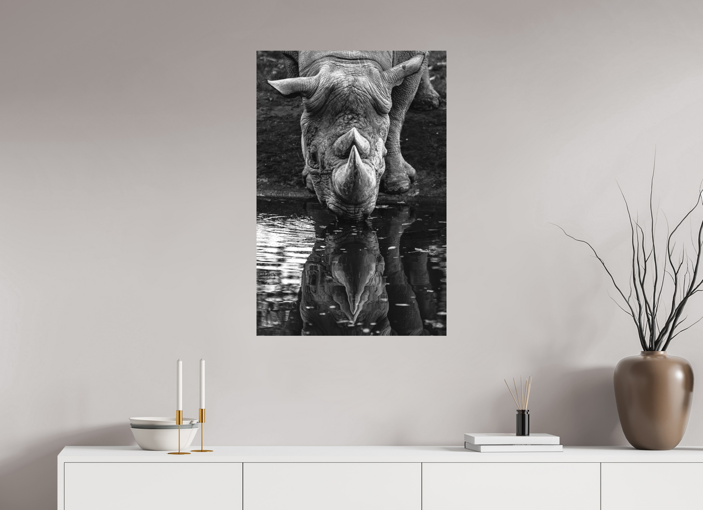 60 x 90 cm, Hahnemühle Photo Rag Bright White Stilles Trinken am Wasserloch