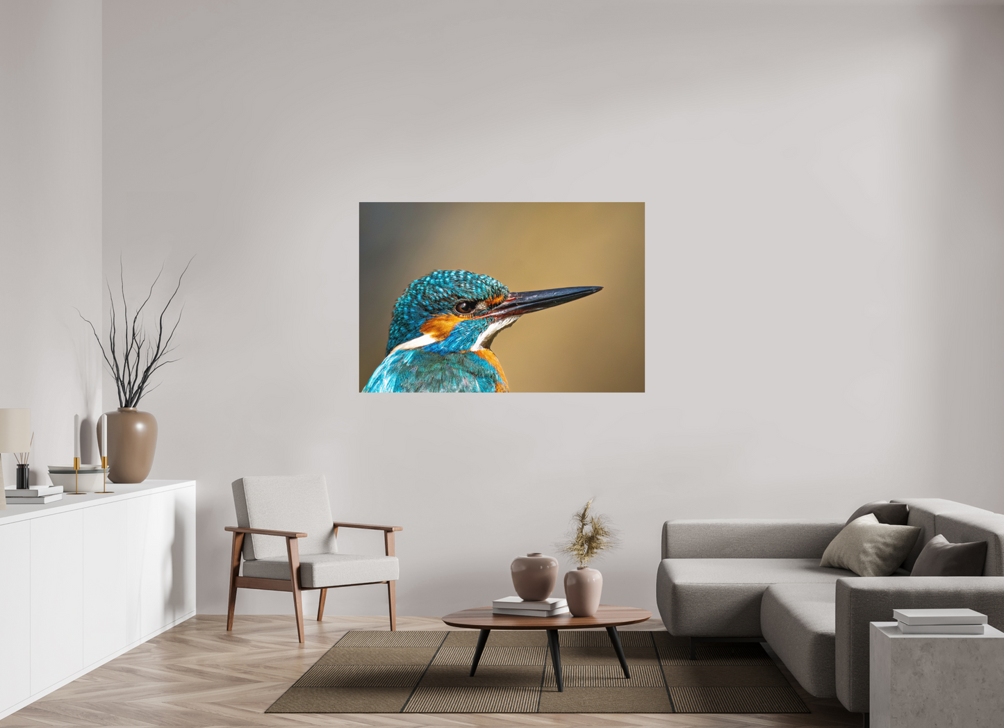 150 x 100 cm, Hahnemühle Photo Rag Bright White Eisvogel im Portrait
