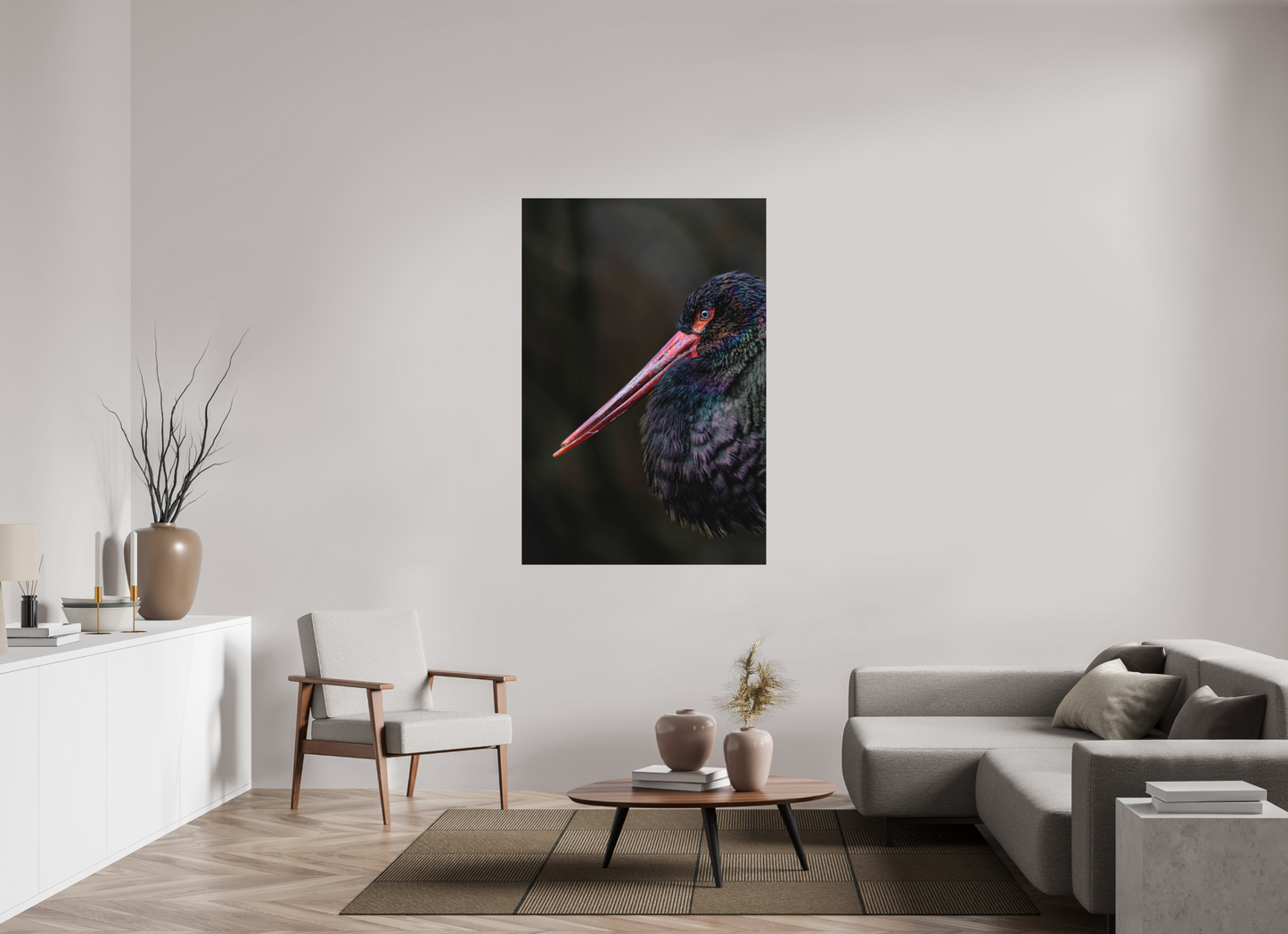 100 x 150 cm, Hahnemühle Photo Rag Bright White Stille Eleganz des Schwarzstorches