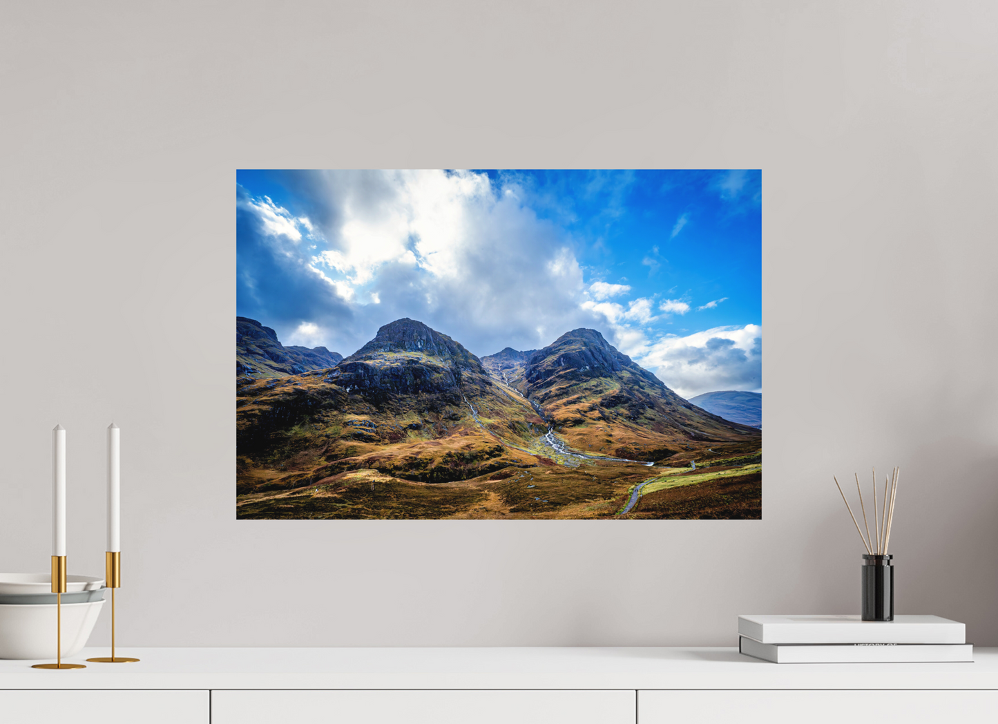 60 x 40 cm, Hahnemühle Photo Rag Bright White The Three Sisters of Glencoe – Weite & Stille