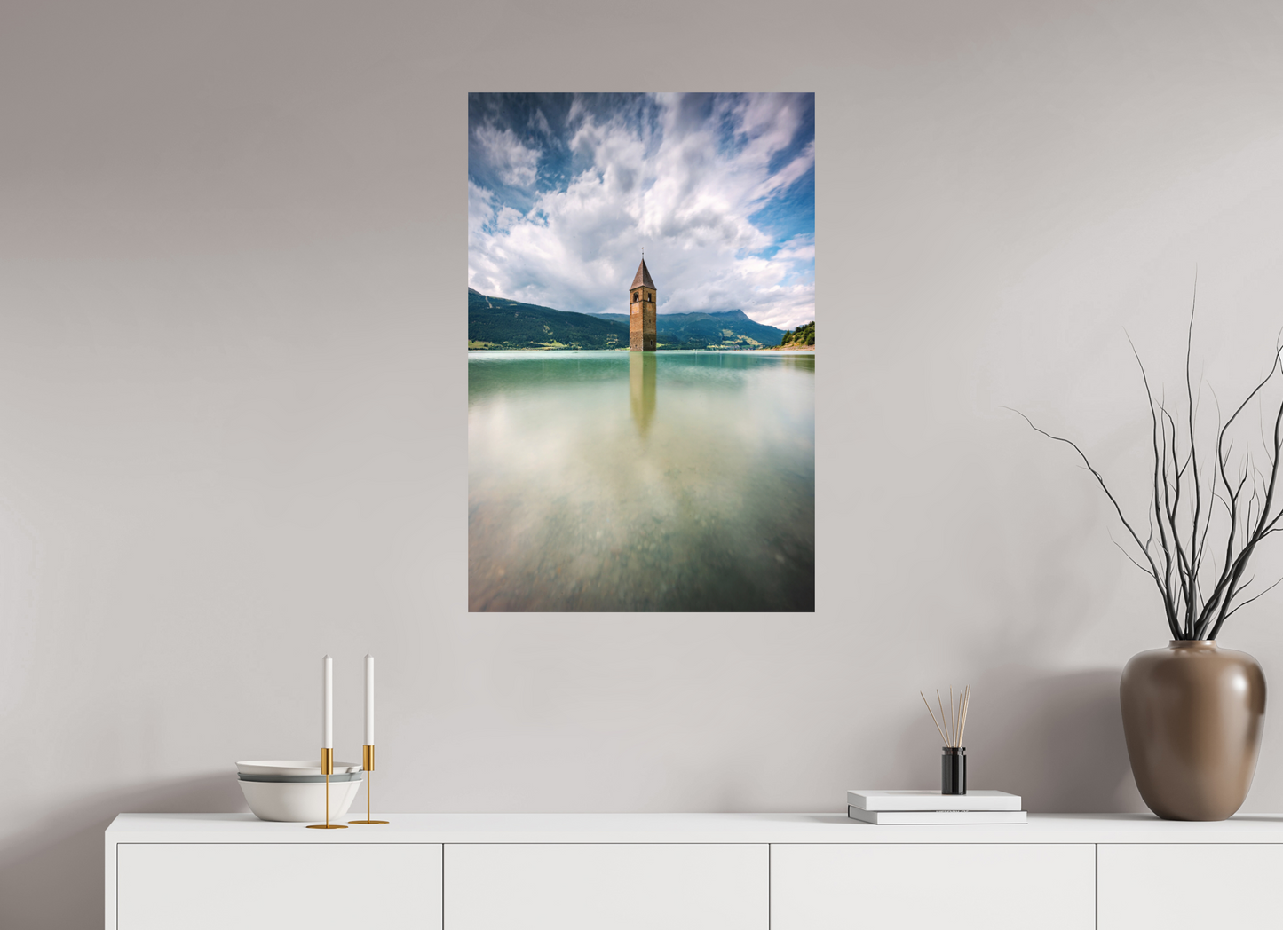60 x 90 cm, Hahnemühle Photo Rag Bright White Der versunkene Turm von Graun