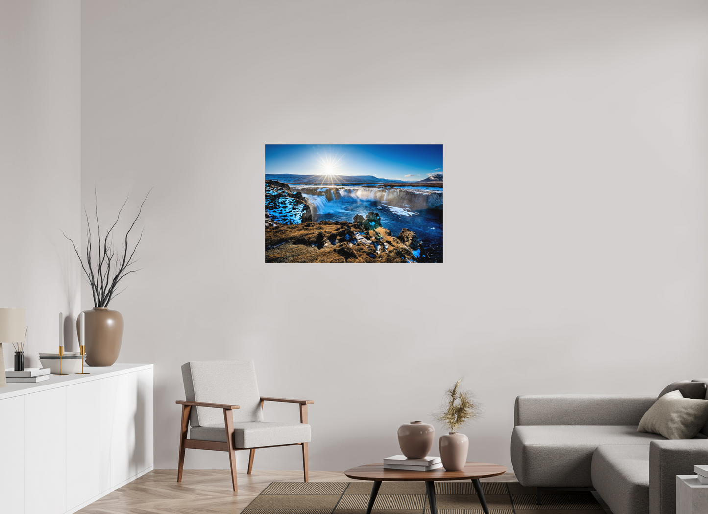 105 x 70 cm, Hahnemühle Photo Rag Bright White Goðafoss im Winterlicht