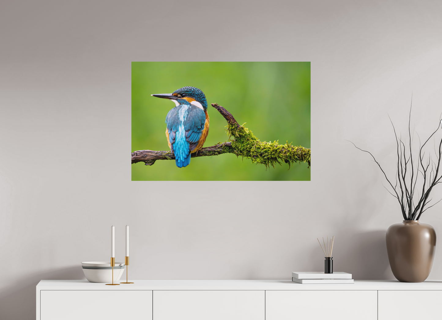 90 x 60 cm, Hahnemühle Photo Rag Bright White Eisvogel in Symmetrie
