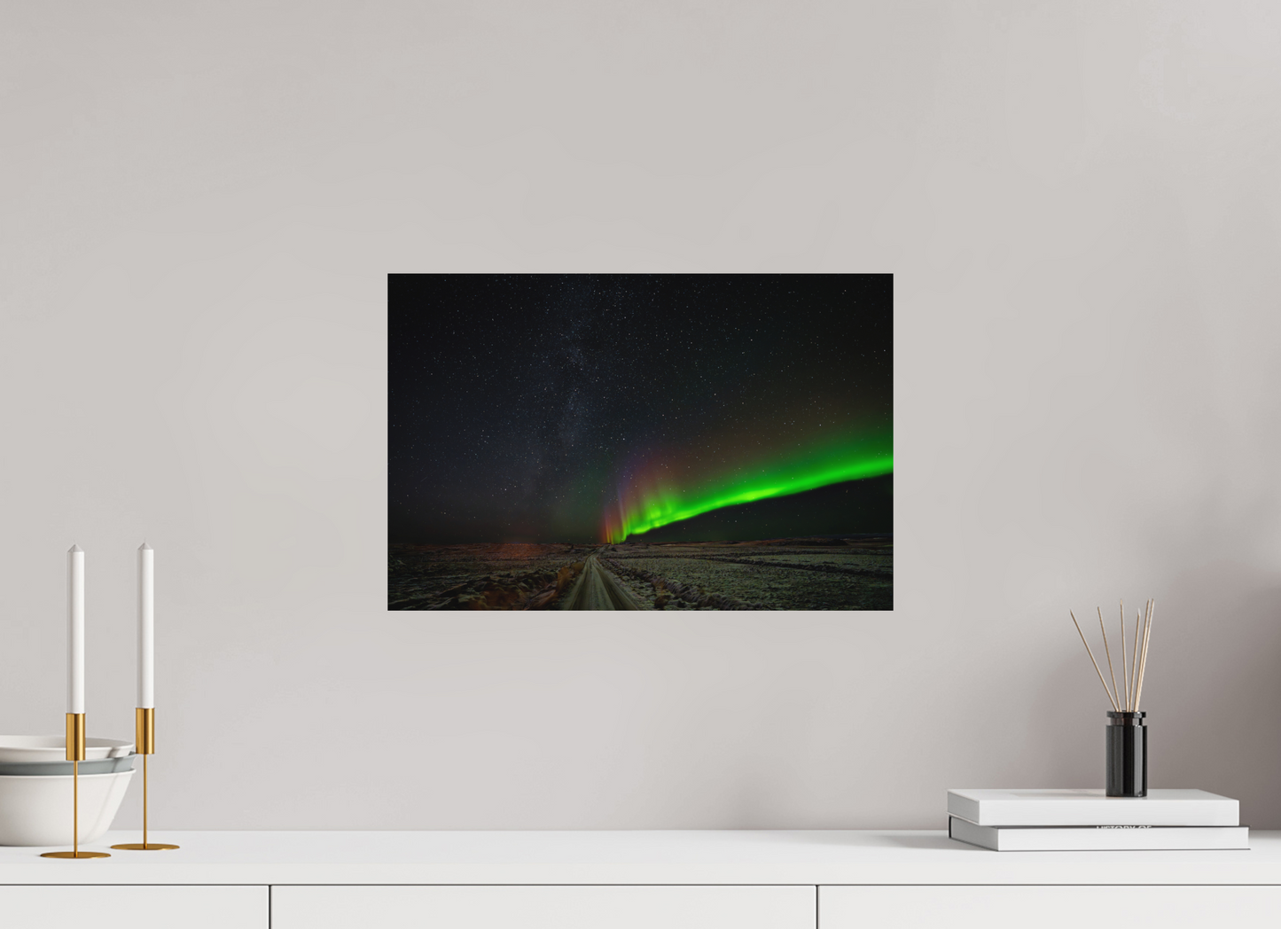 45 x 30 cm, Hahnemühle Photo Rag Bright White Nordlichtpfad – Stiller Weg unter Sternen