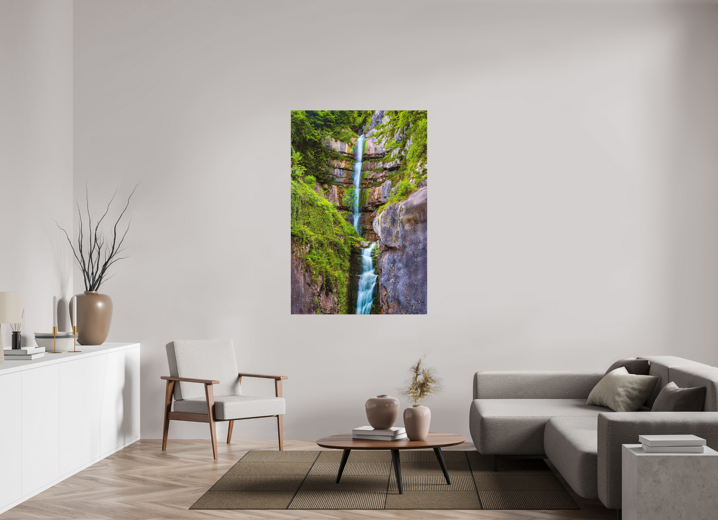 100 x 150 cm, Hahnemühle Photo Rag Bright White Wasserfall im Felsen