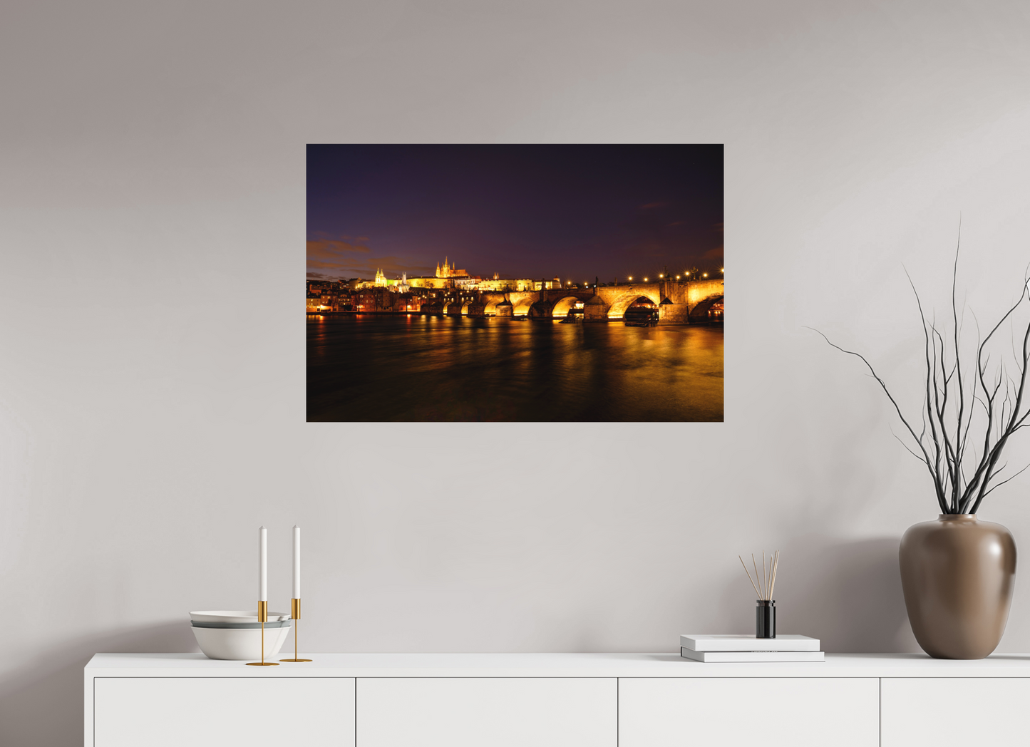 90 x 60 cm, Hahnemühle Photo Rag Bright White Karlsbrücke bei Nacht