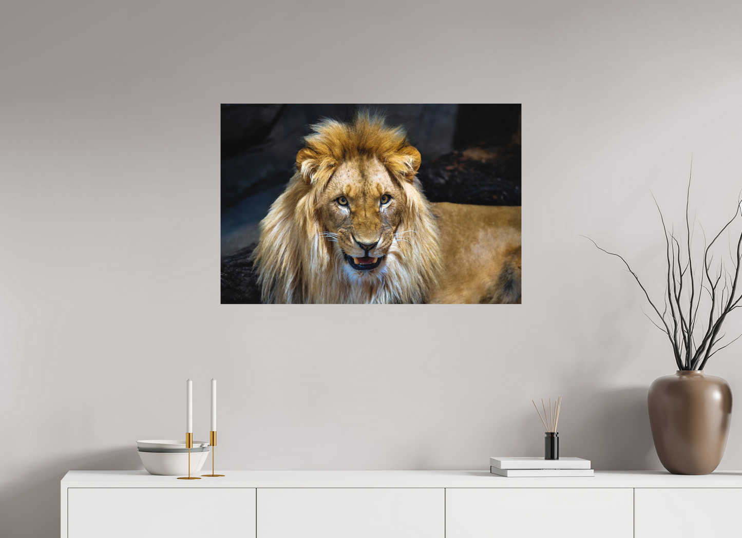 90 x 60 cm, Hahnemühle Photo Rag Bright White Stolzer Blick des Löwen