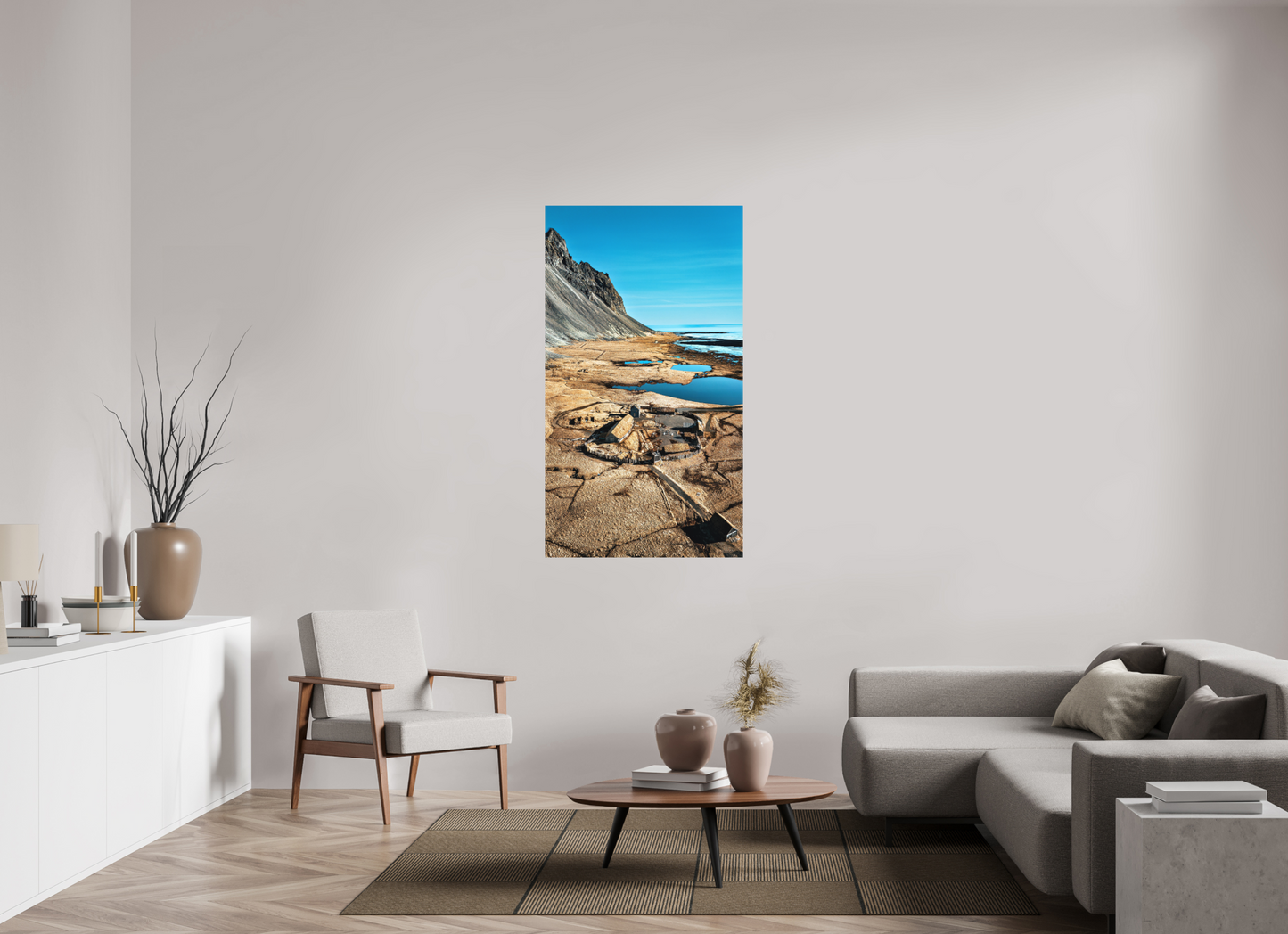 81 x 144 cm, Hahnemühle Photo Rag Bright White Wikingerdorf am Fuß des Vestrahorn