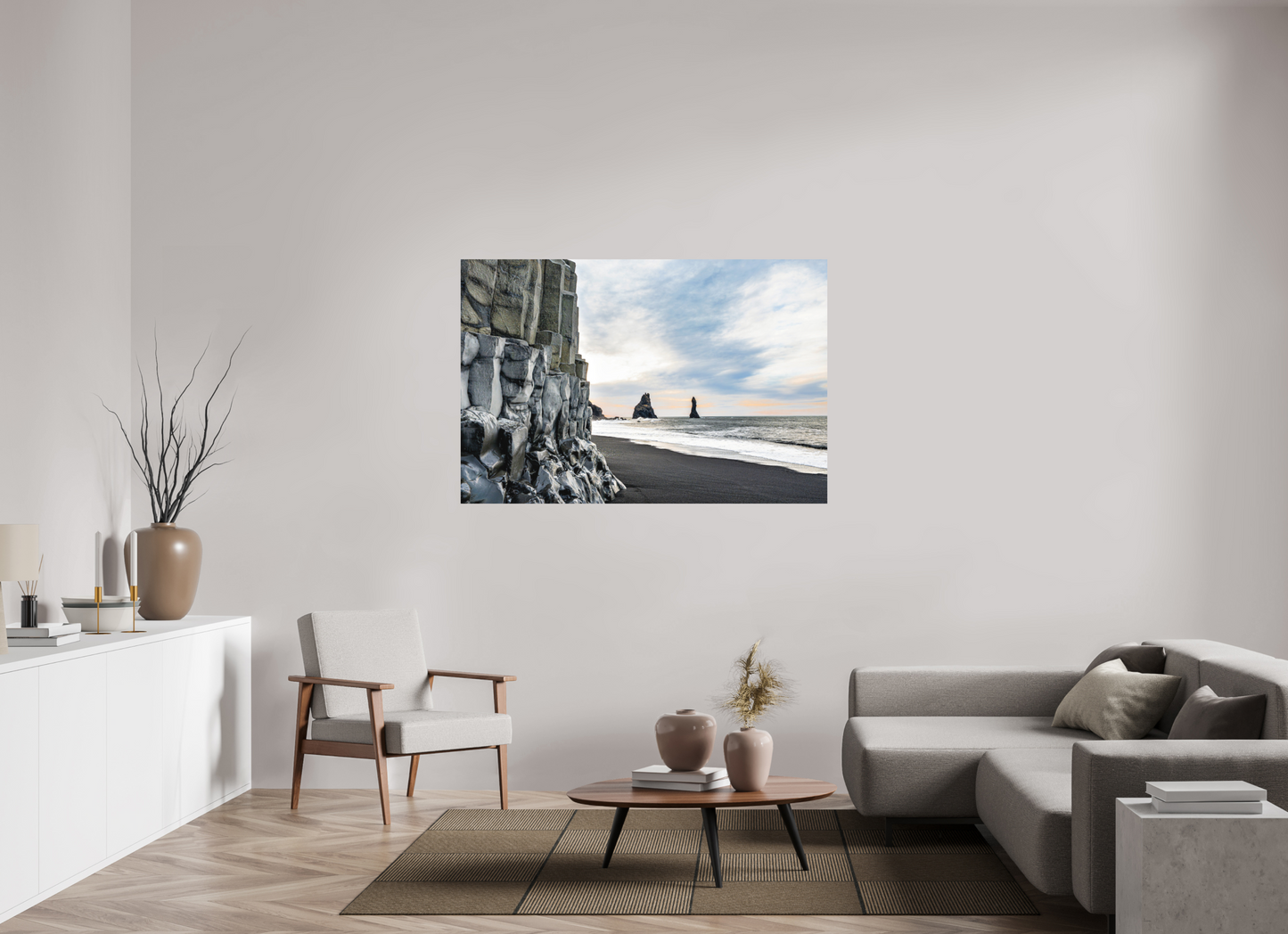 150 x 100 cm, Hahnemühle Photo Rag Bright White Reynisfjara – Basalt im Winterlicht