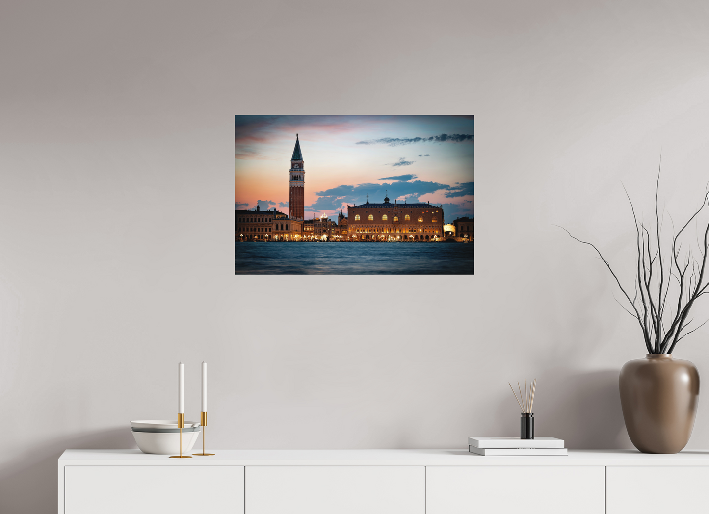 75 x 50 cm, Hahnemühle Photo Rag Bright White Venedig bei Nacht – Piazza San Marco