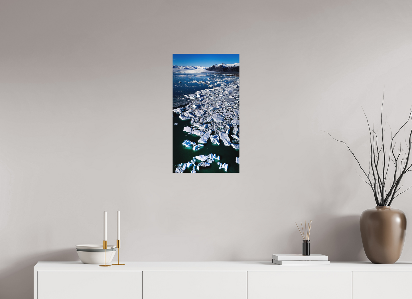 36 x 64 cm, Hahnemühle Photo Rag Bright White Jökulsárlón aus der Höhe