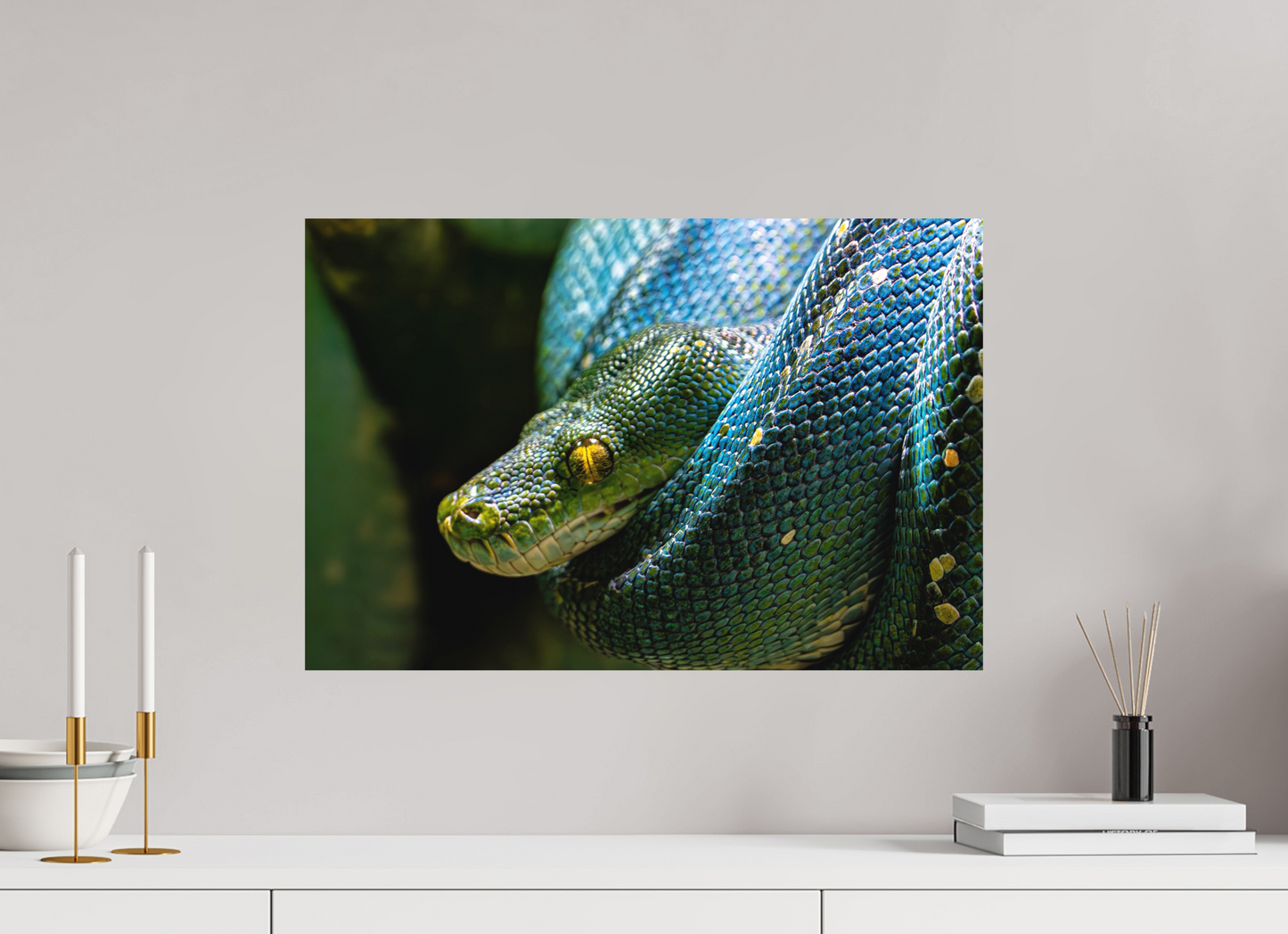 60 x 40 cm, Hahnemühle Photo Rag Bright White Goldenes Auge der Baumpython