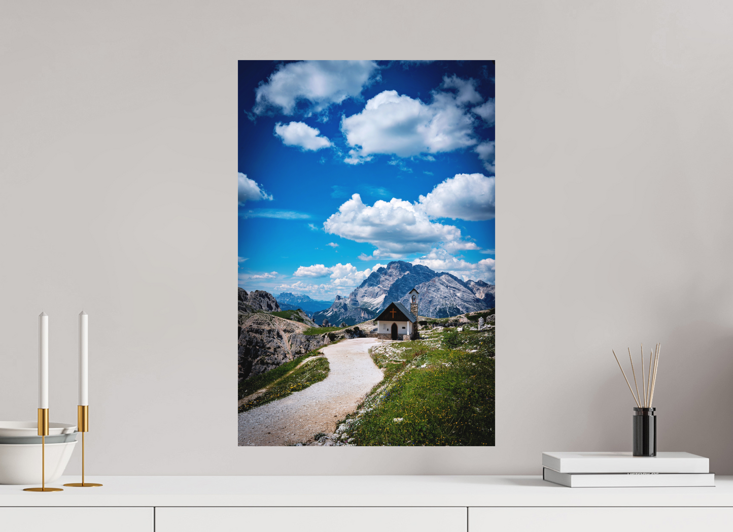 40 x 60 cm, Hahnemühle Photo Rag Bright White Kapelle über den Dolomiten