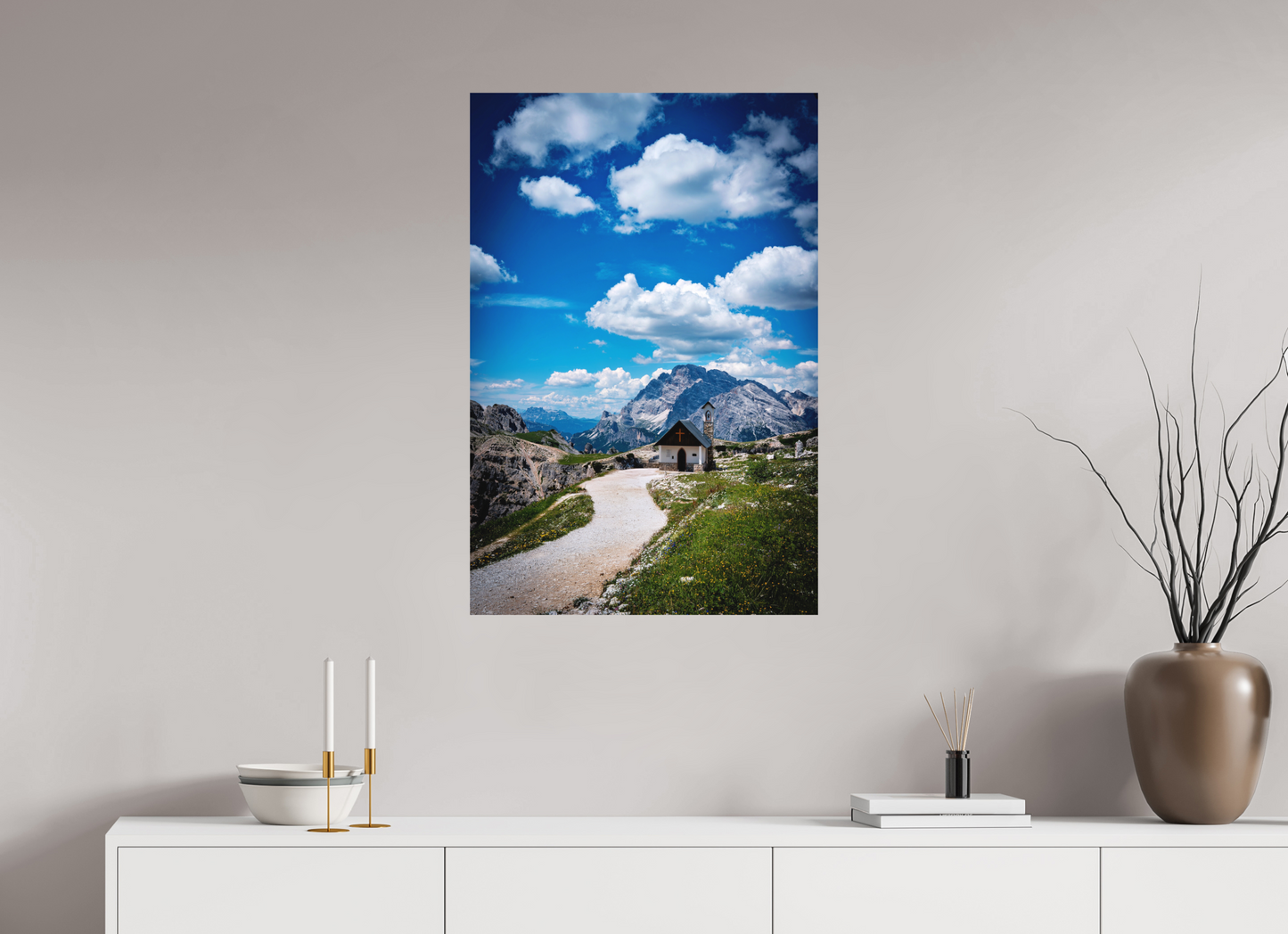 60 x 90 cm, Hahnemühle Photo Rag Bright White Kapelle über den Dolomiten