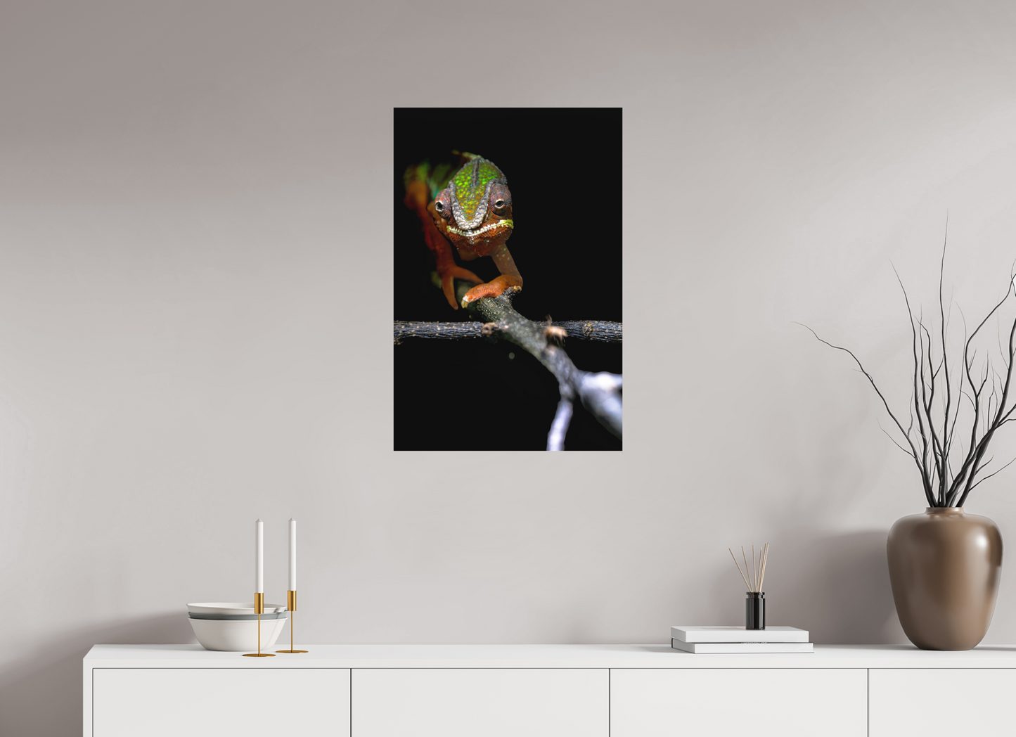 50 x 75 cm, Hahnemühle Photo Rag Bright White Chamäleon im Fokus
