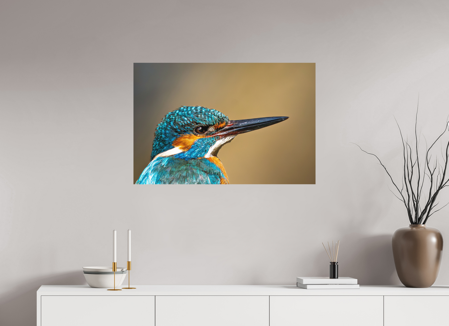 90 x 60 cm, Hahnemühle Photo Rag Bright White Eisvogel im Portrait