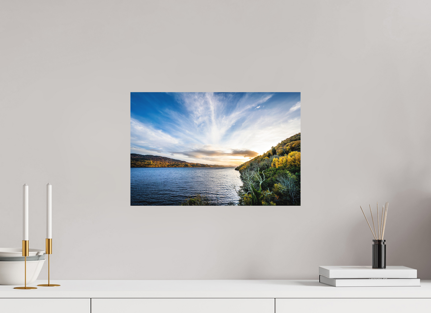 45 x 30 cm, Hahnemühle Photo Rag Bright White Loch Ness – Golden Light