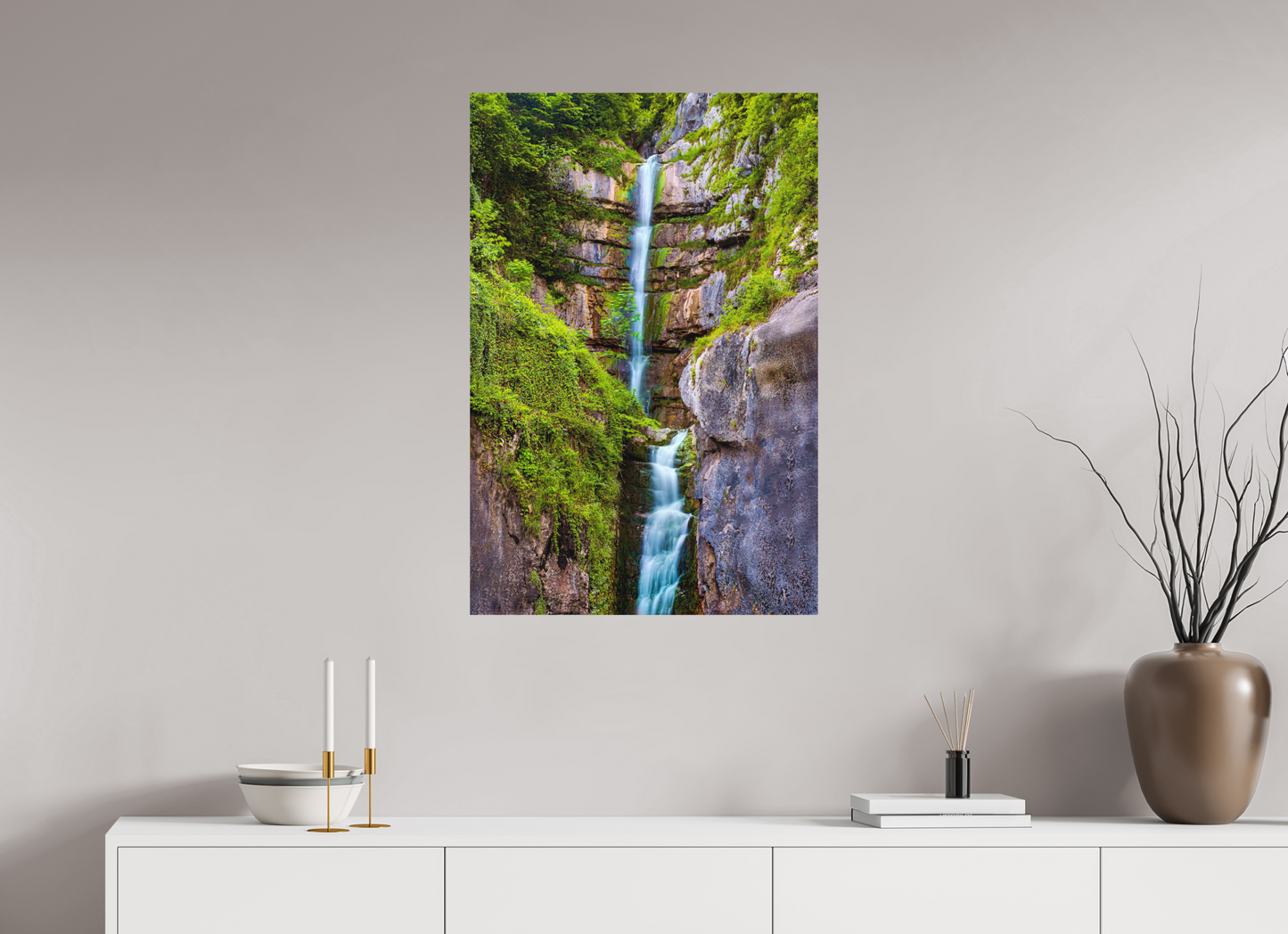 60 x 90 cm, Hahnemühle Photo Rag Bright White Wasserfall im Felsen