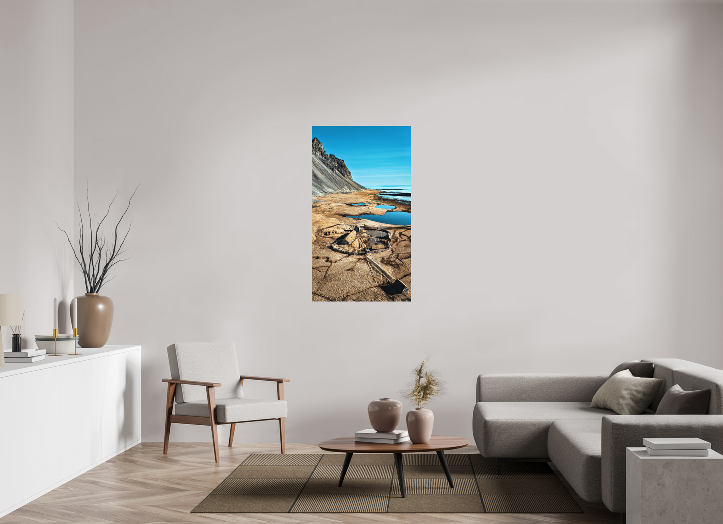 72 x 128 cm, Hahnemühle Photo Rag Bright White Wikingerdorf am Fuß des Vestrahorn