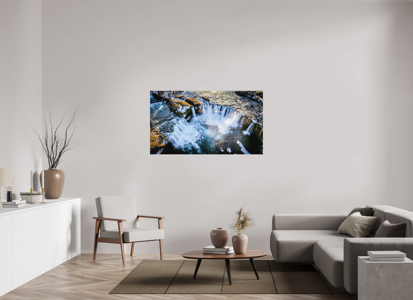 144 x 81 cm, Hahnemühle Photo Rag Bright White Goðafoss aus der Luft – Island