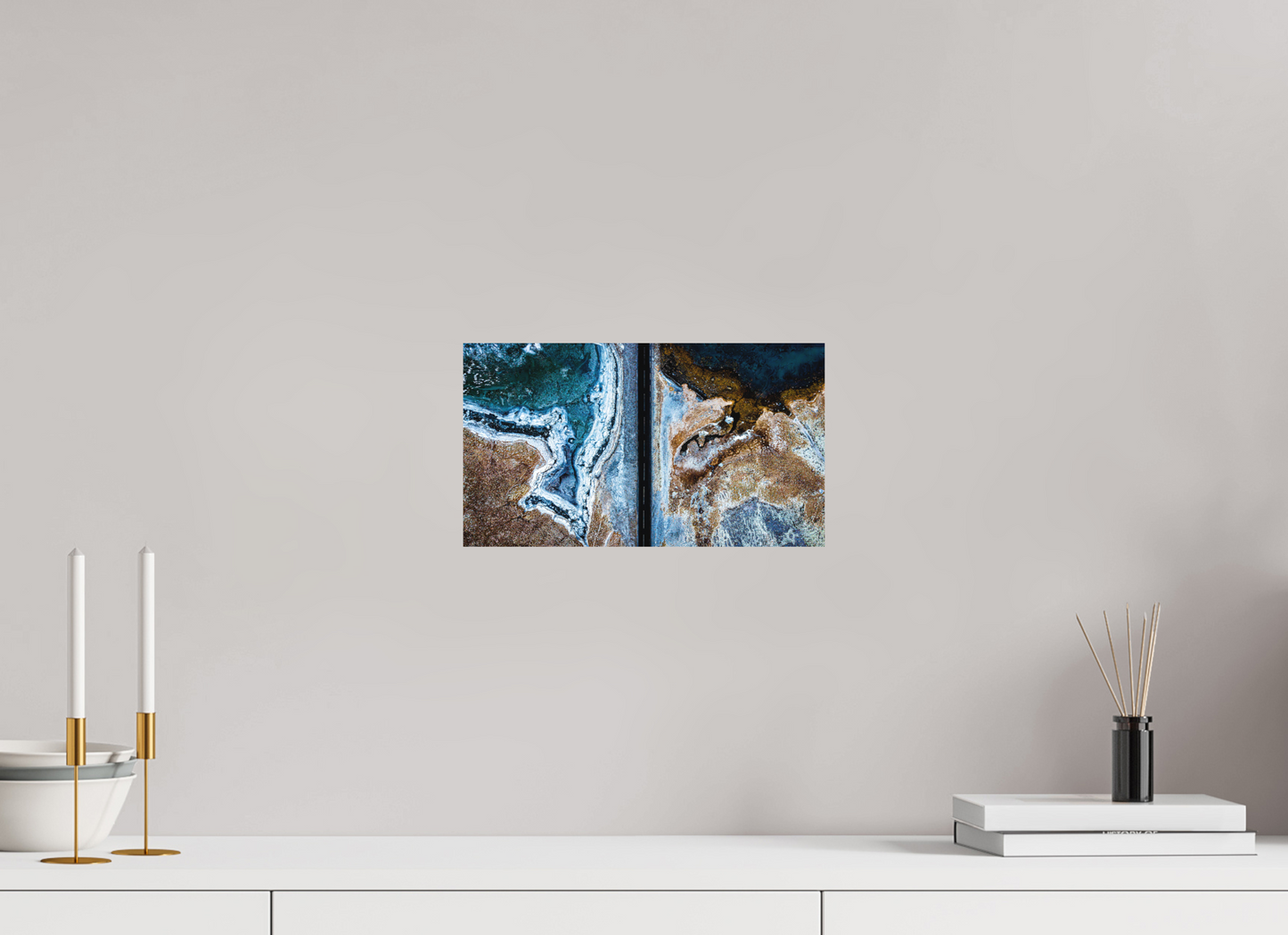 32 x 18 cm, Hahnemühle Photo Rag Bright White Eisgrenze – Straße zwischen Winterwelten