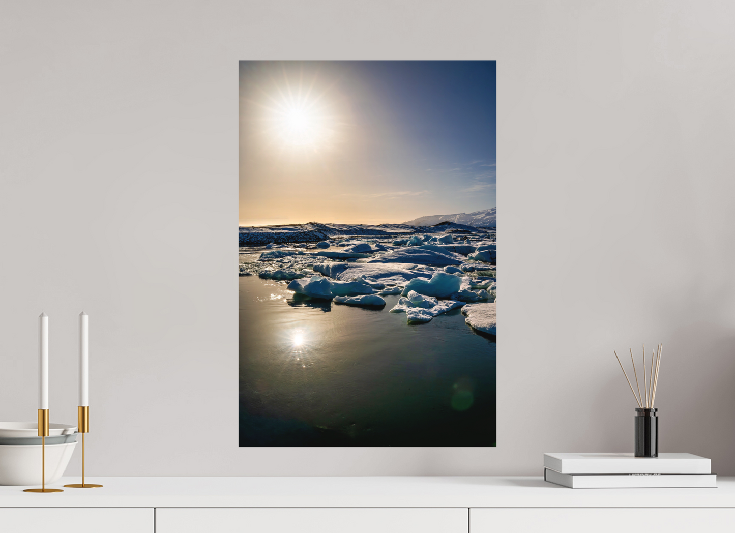 40 x 60 cm, Hahnemühle Photo Rag Bright White Sonnenaufgang über der Gletscherlagune