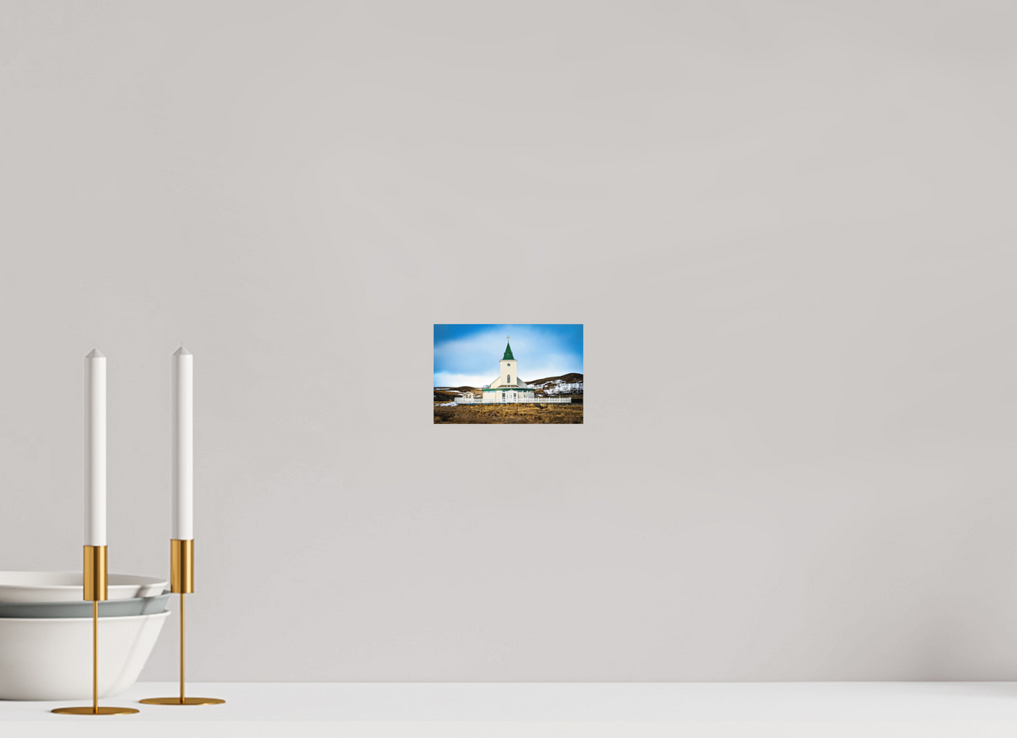 15 x 10 cm, Hahnemühle Photo Rag Bright White Grüne Dorfkirche – Island