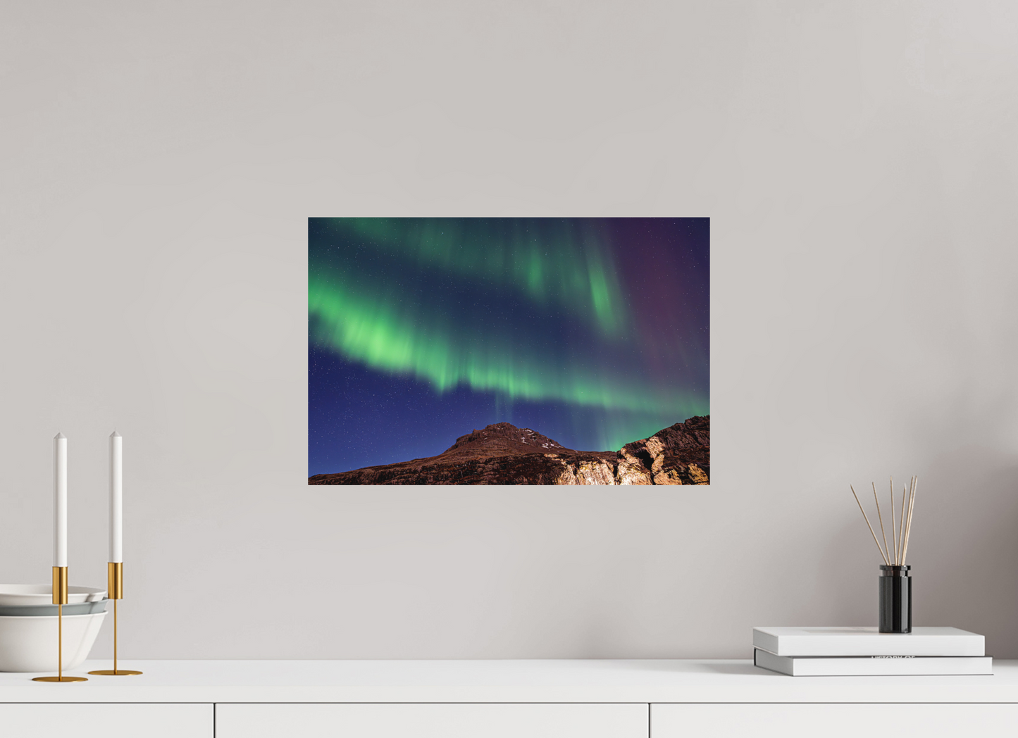 45 x 30 cm, Hahnemühle Photo Rag Bright White Aurora über den Ostfjorden