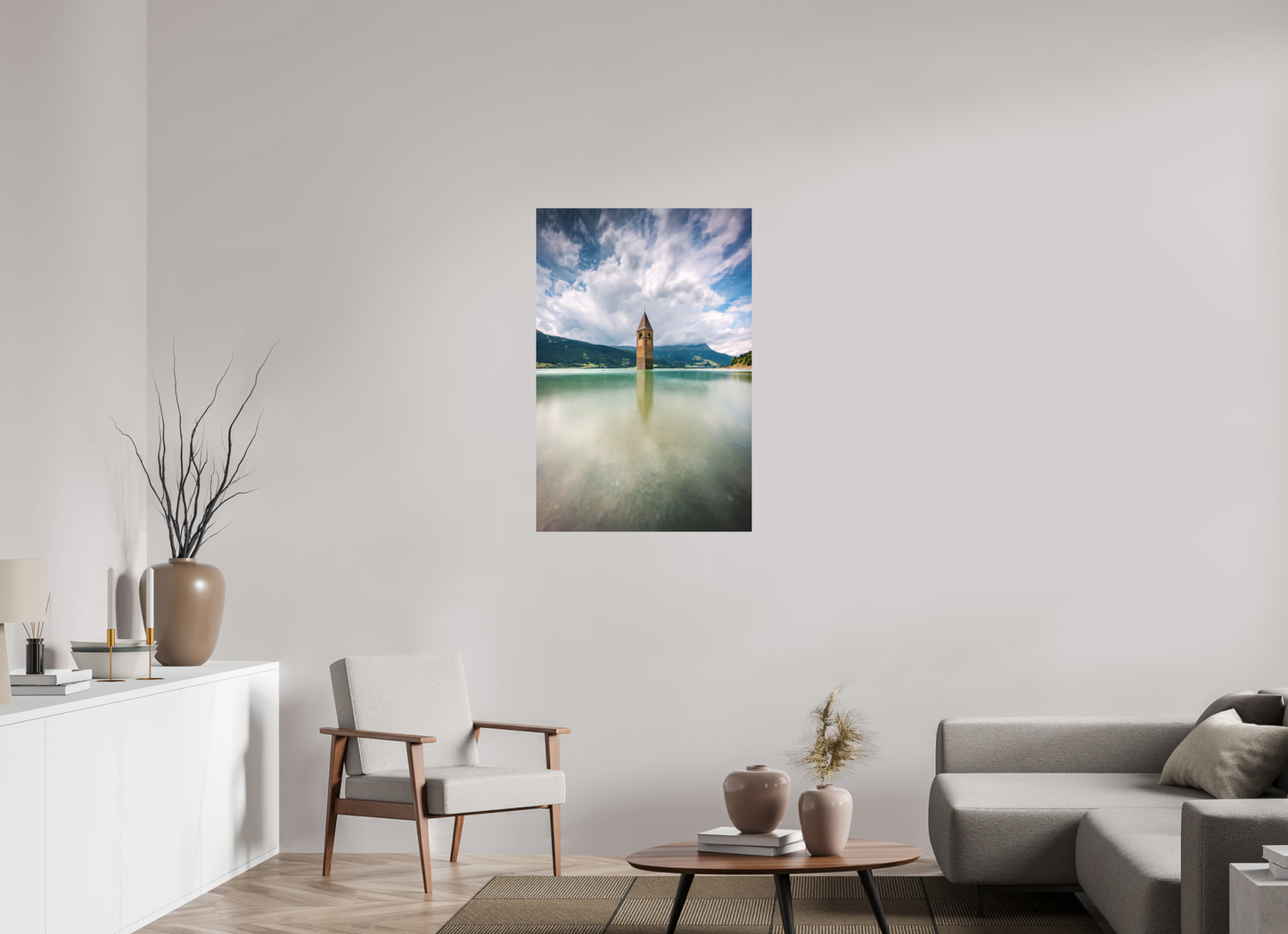 70 x 105 cm, Hahnemühle Photo Rag Bright White Der versunkene Turm von Graun