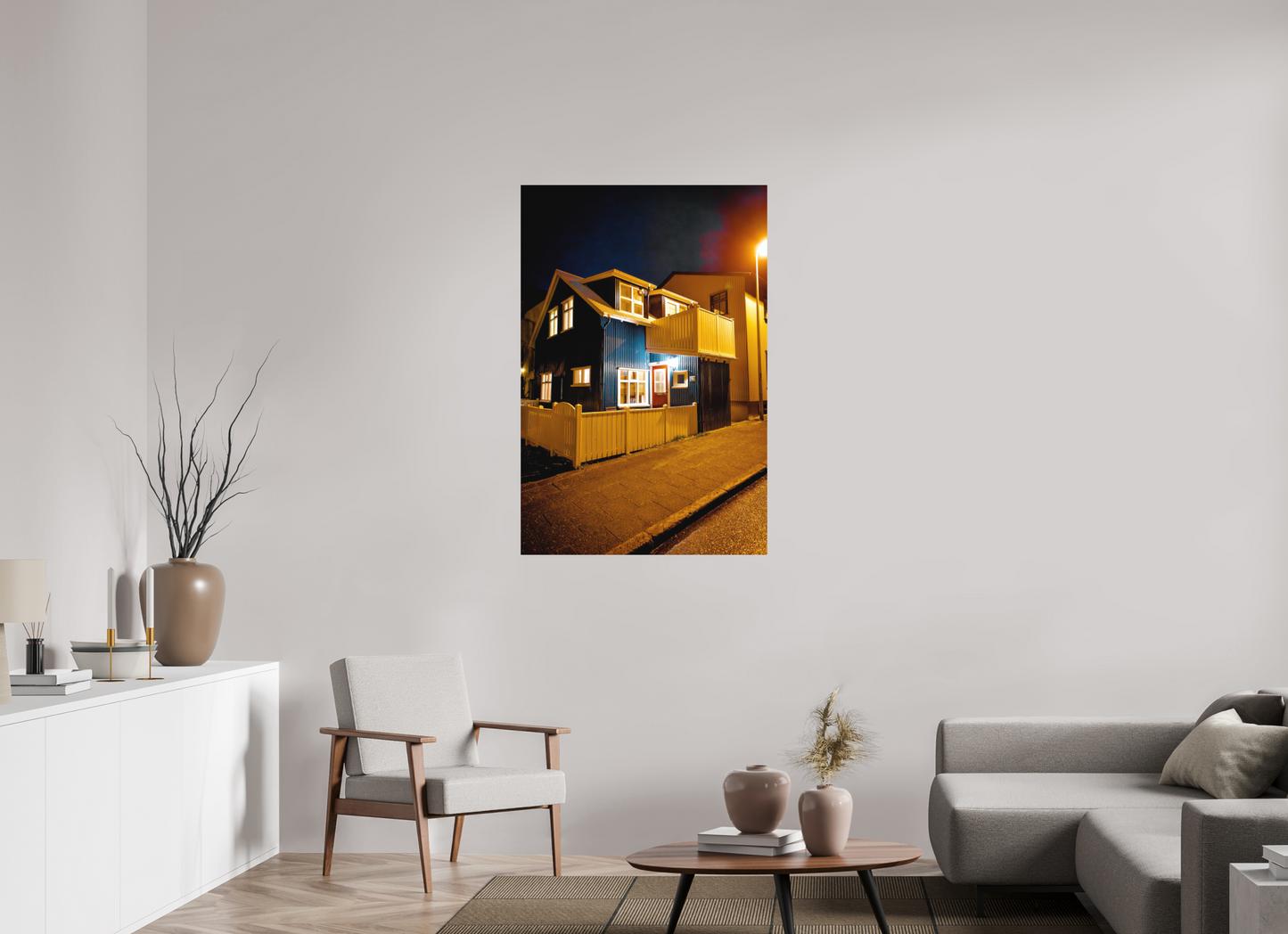 80 x 120 cm, Hahnemühle Photo Rag Bright White Reykjavíks Häuser