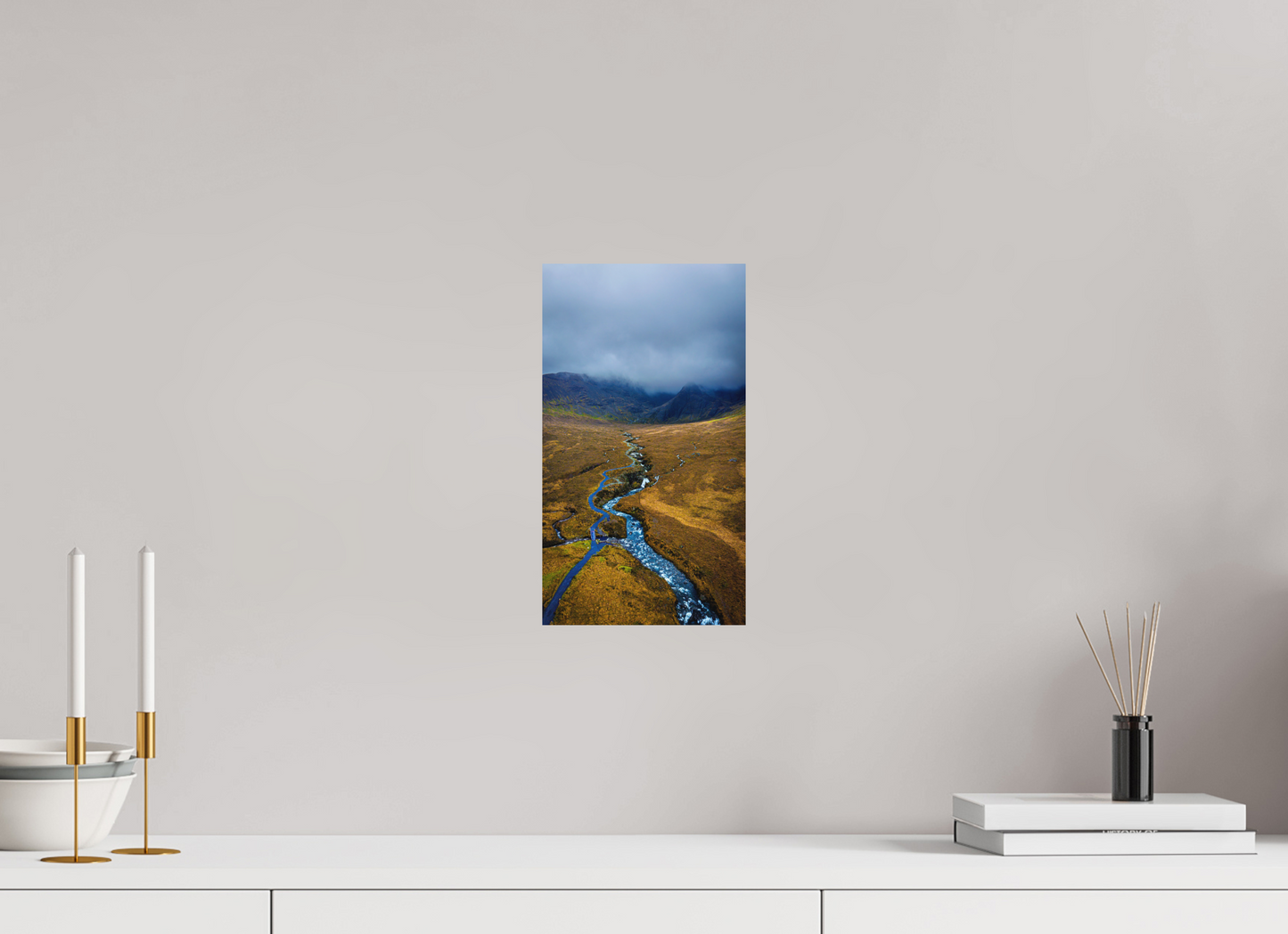 18 x 32 cm, Hahnemühle Photo Rag Bright White Flussadern im Nebel der Cuillin Mountains