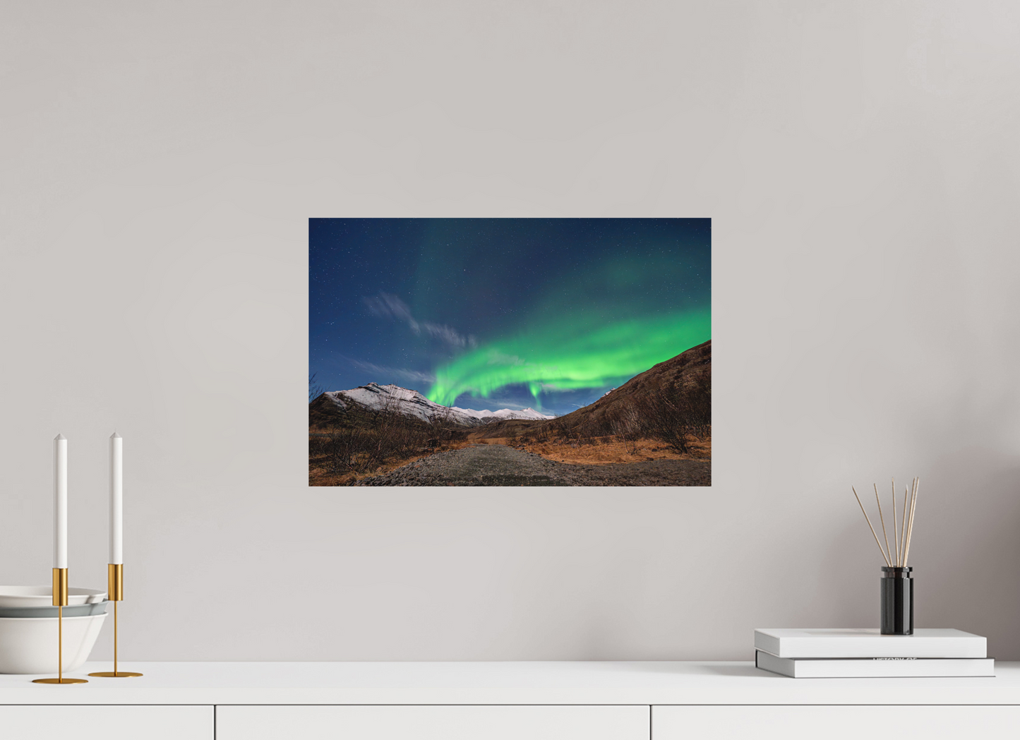 45 x 30 cm, Hahnemühle Photo Rag Bright White Aurora über Höfn – Tor zum Vatnajökull