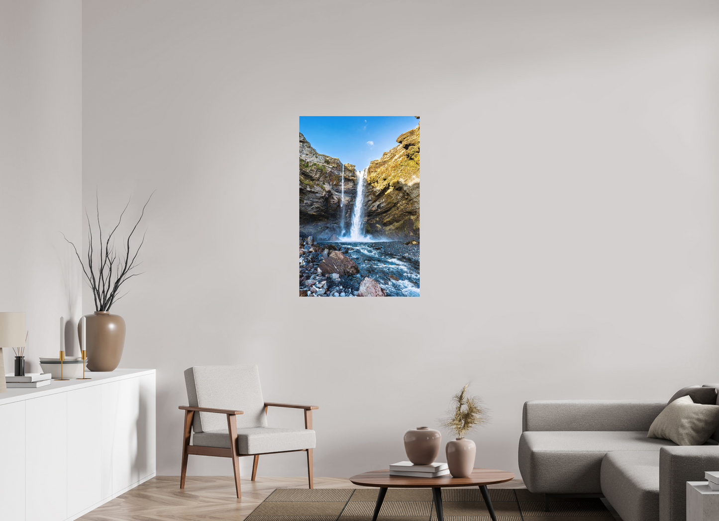 70 x 105 cm, Hahnemühle Photo Rag Bright White Wasserfall in Island