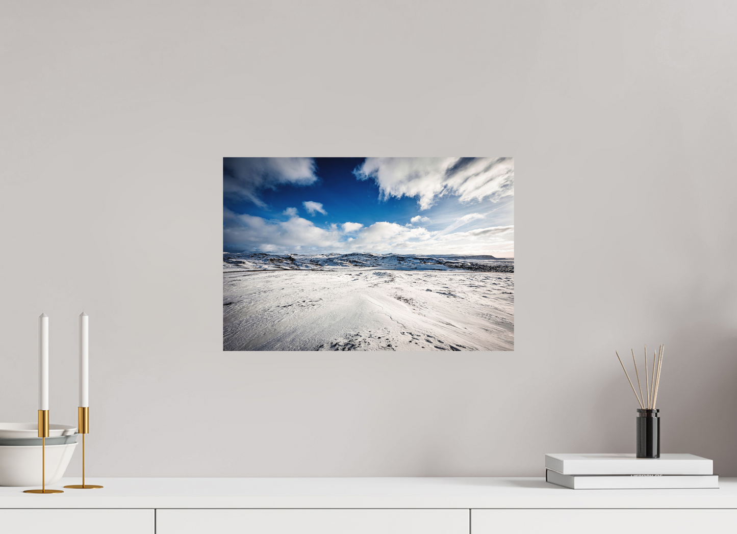 45 x 30 cm, Hahnemühle Photo Rag Bright White Winterweite über dem isländischen Hochland